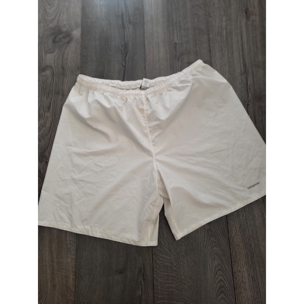 Patagonia Baggies Shorts Mens XXL White Elastic Waist Seersucker Summer Gorpcore